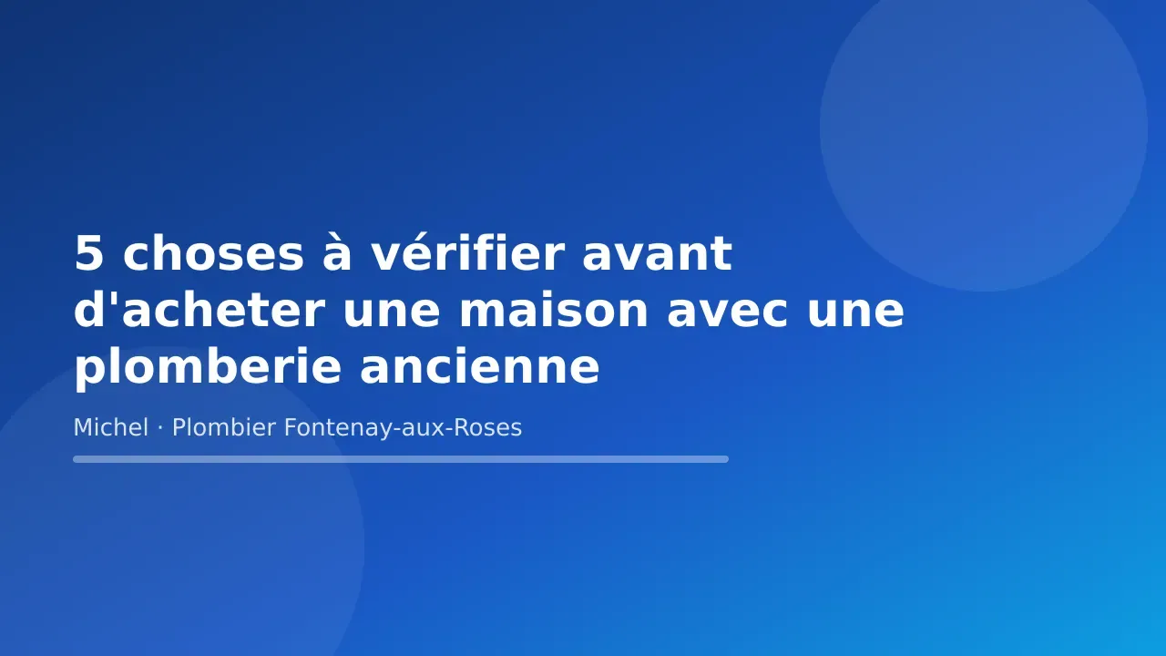 Carte-titre de l’article « 5 choses à vérifier avant d'acheter une maison avec une plomberie ancienne » — Michel Lefebvre, plombier à Fontenay-aux-Roses