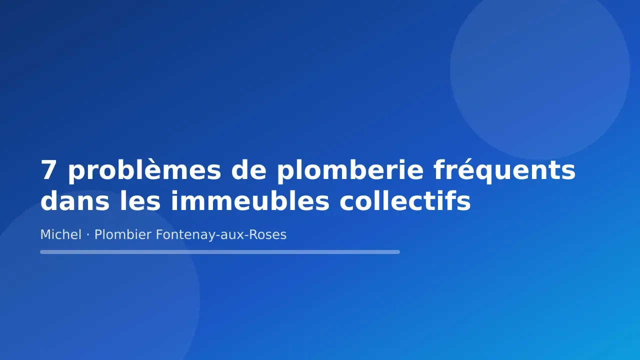 Carte-titre de l’article « 7 problèmes de plomberie fréquents dans les immeubles collectifs » — Michel Lefebvre, plombier à Fontenay-aux-Roses