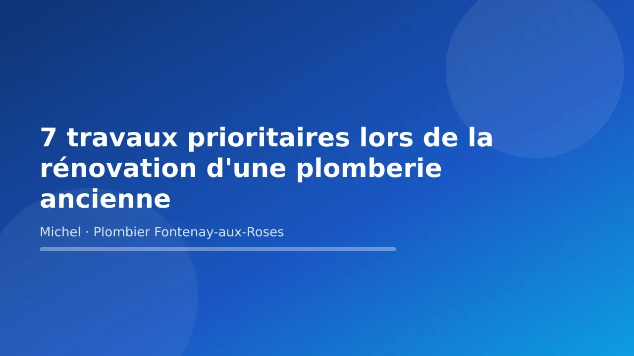 Carte-titre de l’article « 7 travaux prioritaires lors de la rénovation d'une plomberie ancienne » — Michel Lefebvre, plombier à Fontenay-aux-Roses